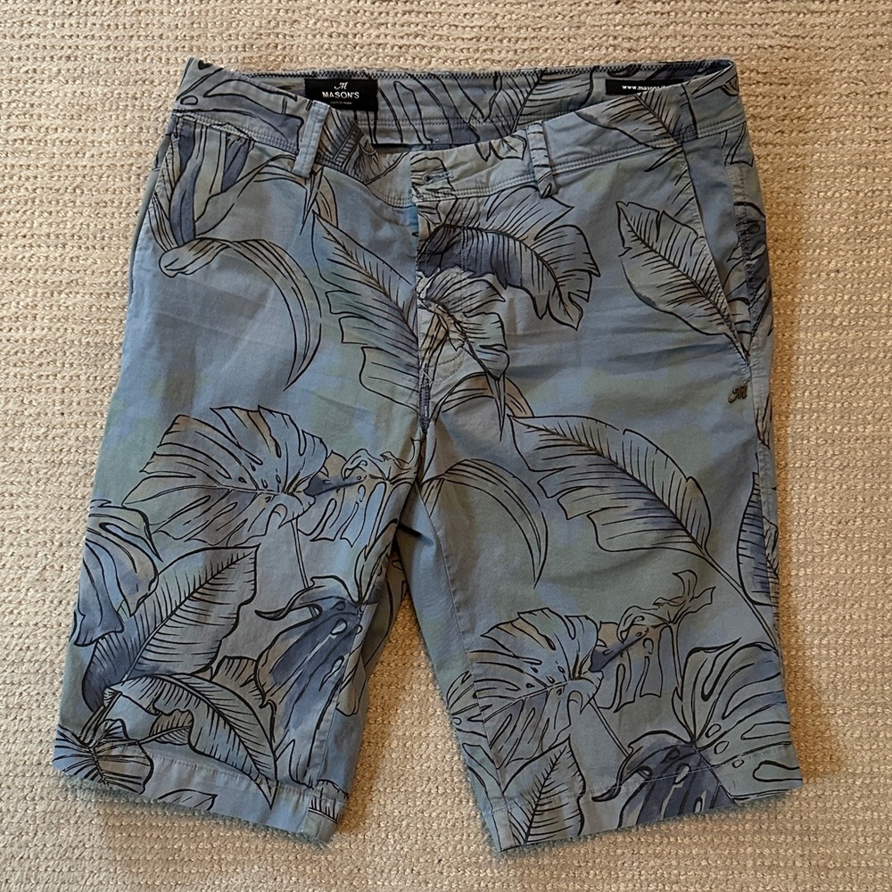 Mason Men's Leaf Print Shorts - Gray